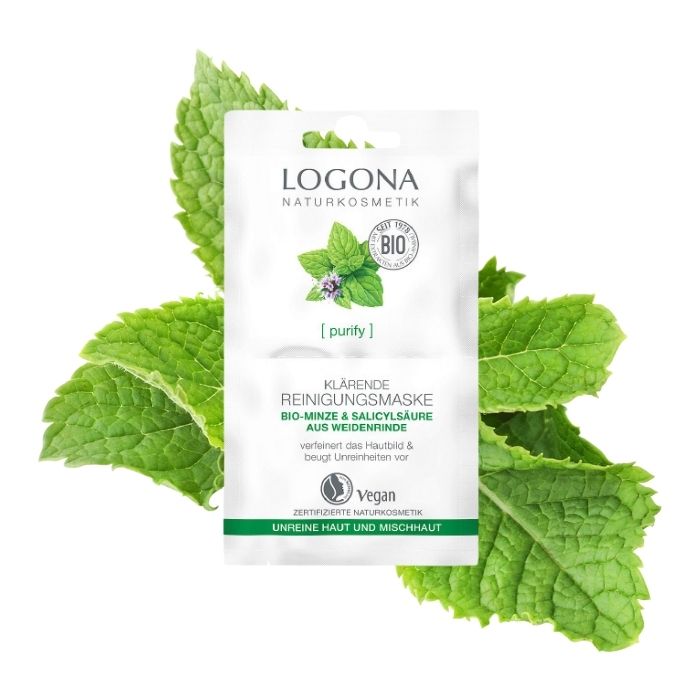 Mascarilla purificante, c&oacute;mo eliminar los granos con la rutina facial purificante Logona con menta